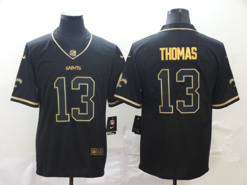 Men New Orleans Saints 13 Thomas Black Retro gold character Nike NFL Jerseys